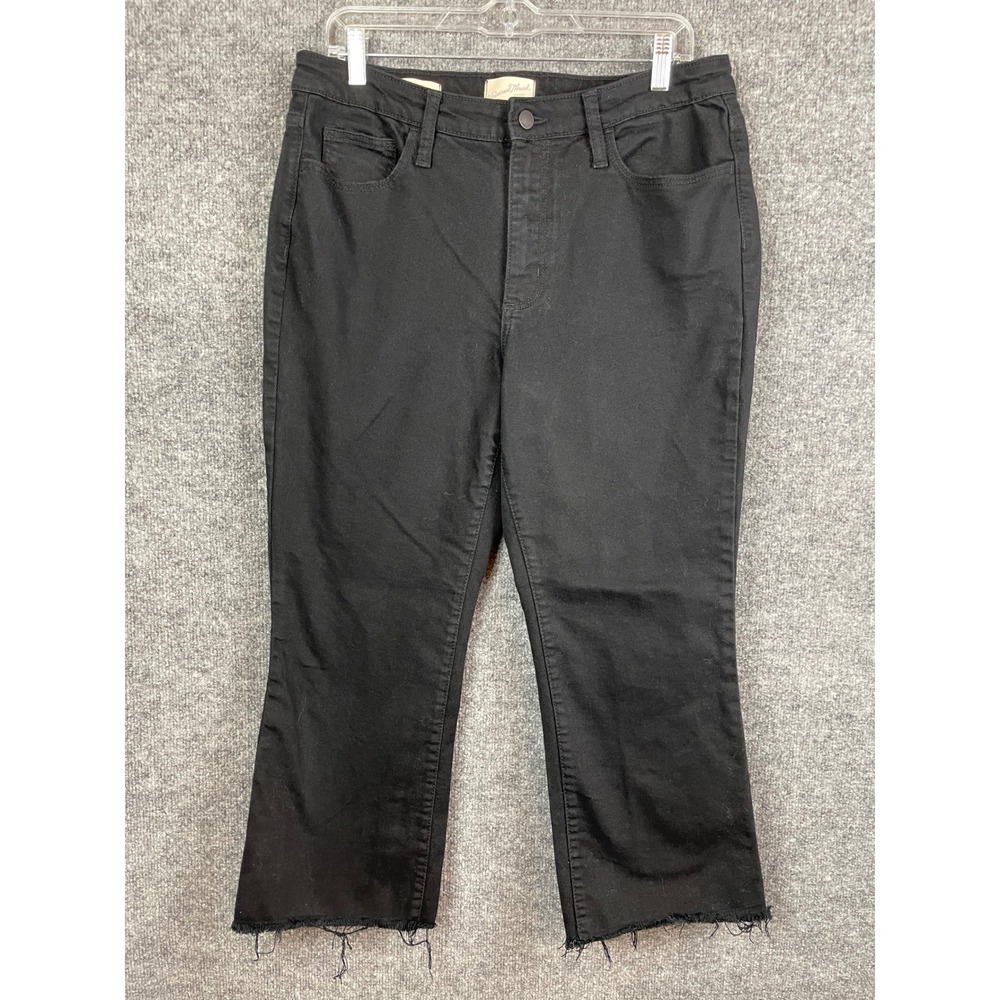 Universal Thread Kick Flare Jeans Women 12 Black Raw Hem Cropped Pants